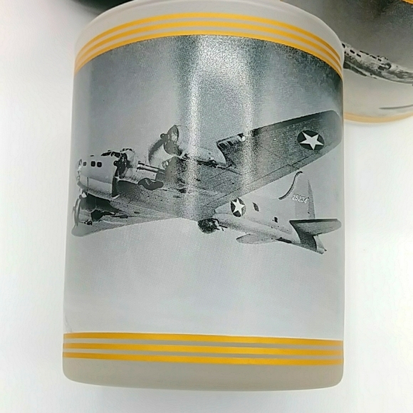 🐡HP! 3 Boeing WWII Bomber Highball Frosted Glasses. Airplanes - Picture 4 of 9